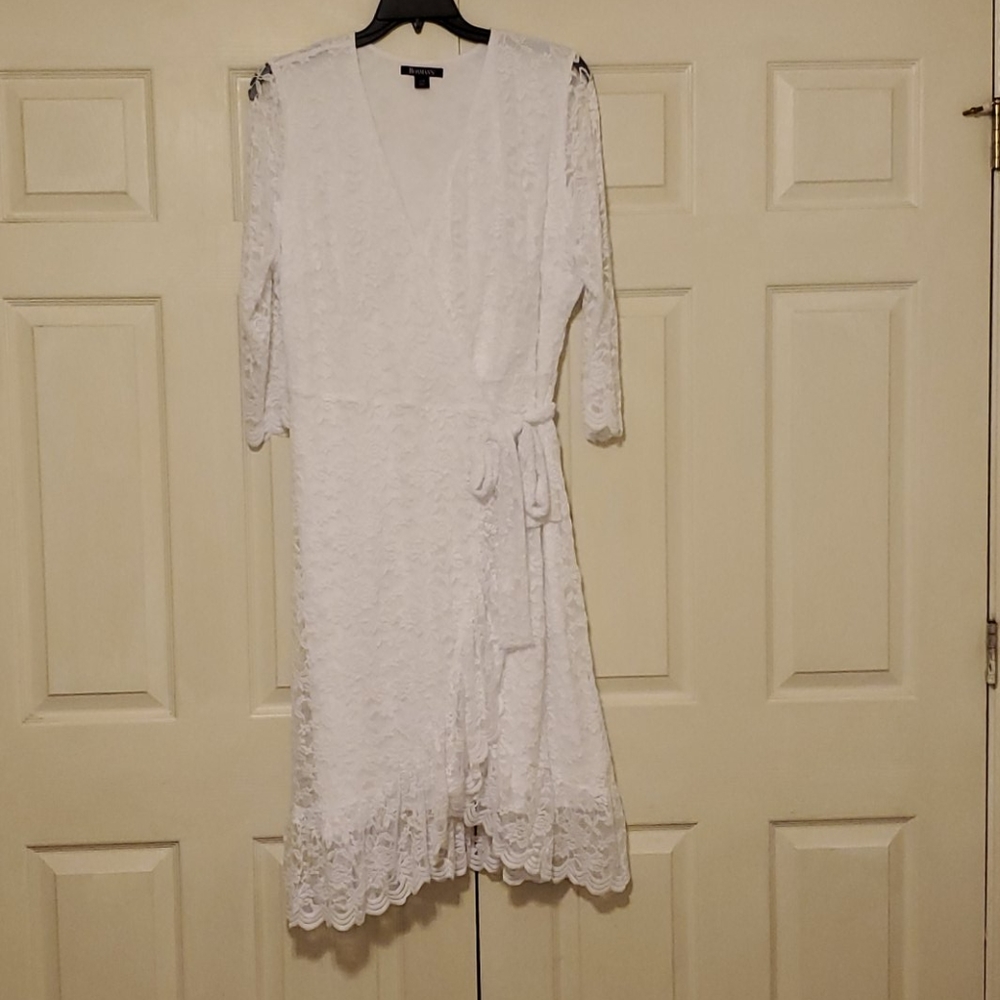 🔥🔥🔥CYBER SALE - NWT A VERY SEXY-BRIGHT WHITE LACE WRAP DRE…